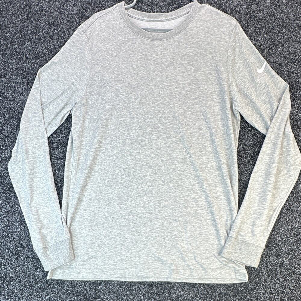Nike Dri-FIT Men’s L Gray Long Sleeve Crew Neck Pullover Logo Tee BV1998-066